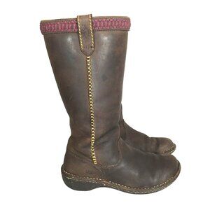 UGG Tall Brown Waxed Leather Shearlng Lined Pull-On Boot Women 7/38